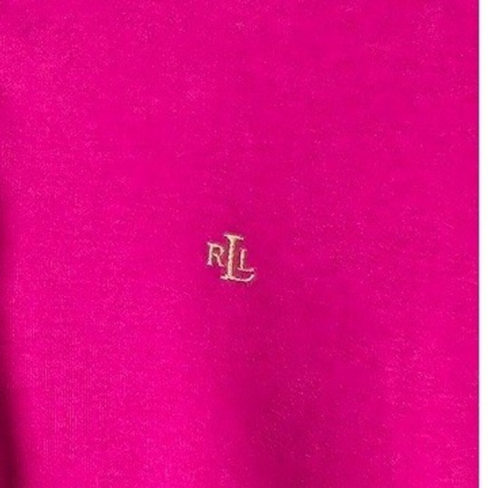Lauren Ralph Lauren Monogram Polo Knit Collared Top Pink XL Preppy Country Club - Picture 5 of 9